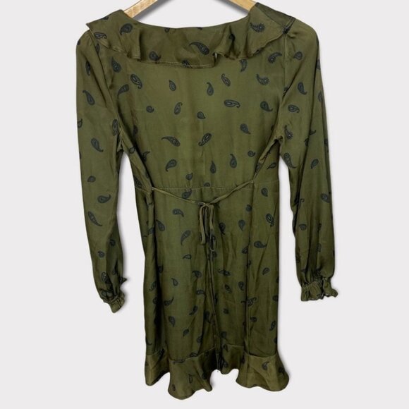 NWT Show Me Your Mumu‎ Olive Green Ruffle Long Sleeve Dress Size Small New Tags - Picture 4 of 11